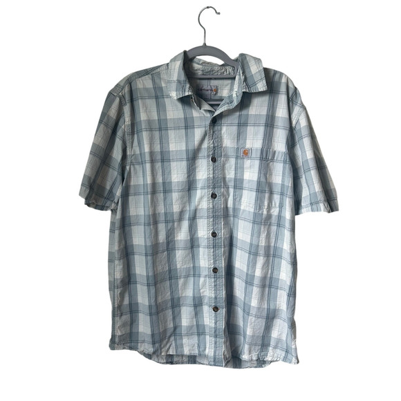 Men's Carhartt Short Sleeved Button Up Flannel - Large - Picture 1 of 4